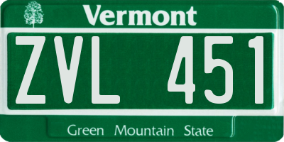 VT license plate ZVL451