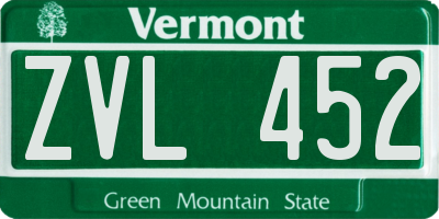 VT license plate ZVL452