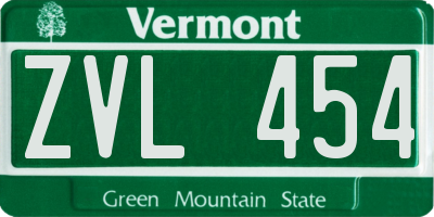 VT license plate ZVL454