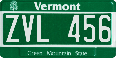 VT license plate ZVL456
