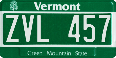 VT license plate ZVL457