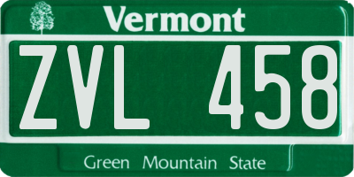 VT license plate ZVL458