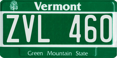 VT license plate ZVL460