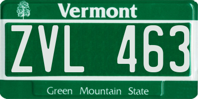VT license plate ZVL463