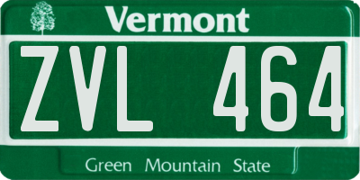VT license plate ZVL464
