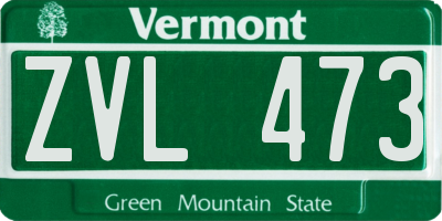 VT license plate ZVL473