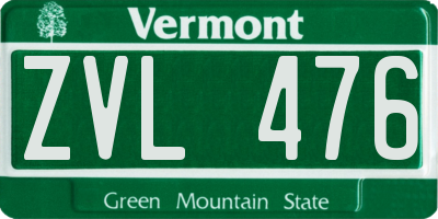 VT license plate ZVL476