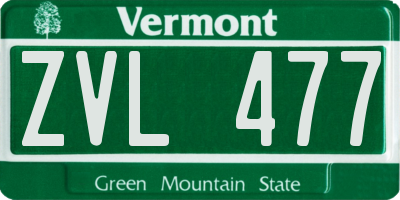 VT license plate ZVL477
