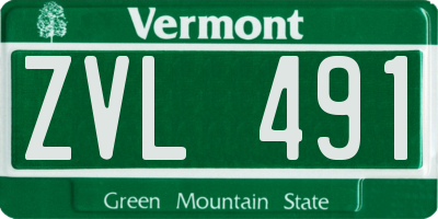 VT license plate ZVL491