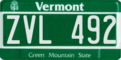 VT license plate ZVL492