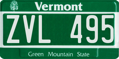 VT license plate ZVL495
