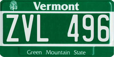 VT license plate ZVL496