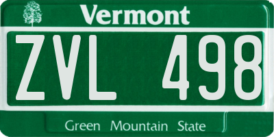 VT license plate ZVL498