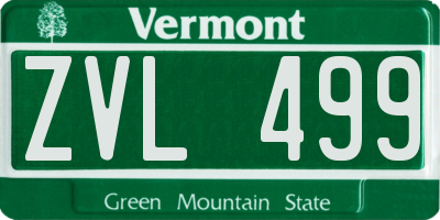 VT license plate ZVL499