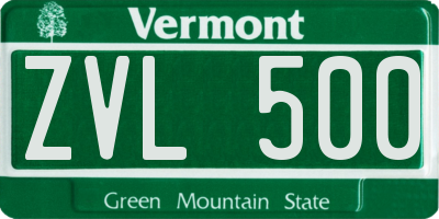 VT license plate ZVL500