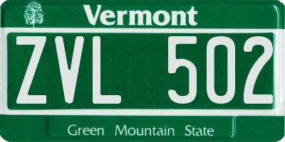 VT license plate ZVL502