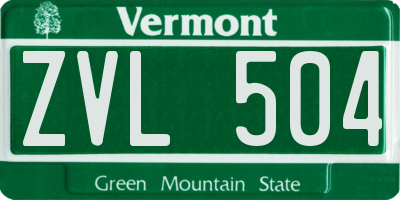 VT license plate ZVL504