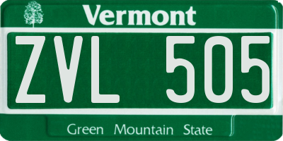 VT license plate ZVL505