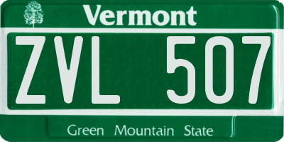 VT license plate ZVL507