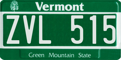 VT license plate ZVL515