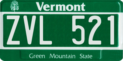 VT license plate ZVL521