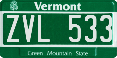 VT license plate ZVL533