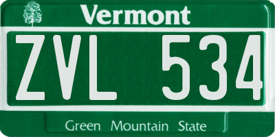 VT license plate ZVL534