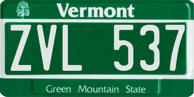 VT license plate ZVL537