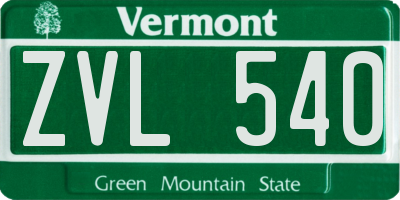 VT license plate ZVL540