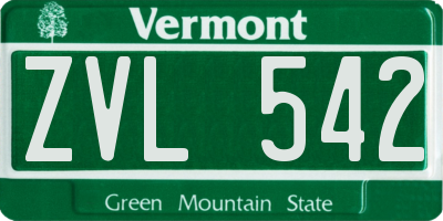 VT license plate ZVL542