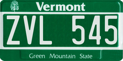VT license plate ZVL545