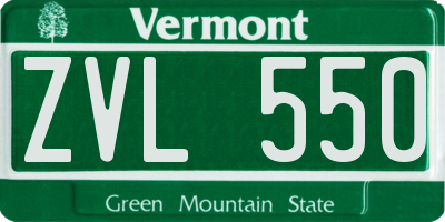 VT license plate ZVL550