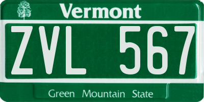 VT license plate ZVL567