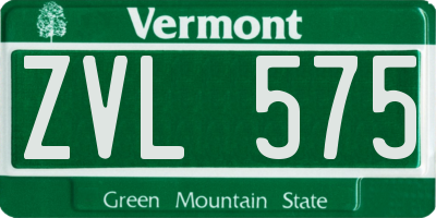 VT license plate ZVL575