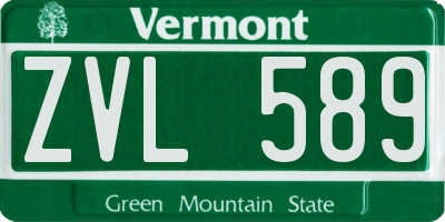 VT license plate ZVL589