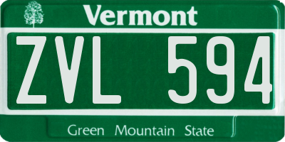 VT license plate ZVL594