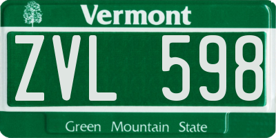 VT license plate ZVL598
