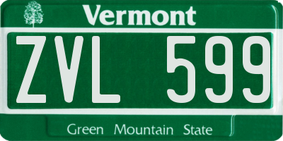 VT license plate ZVL599
