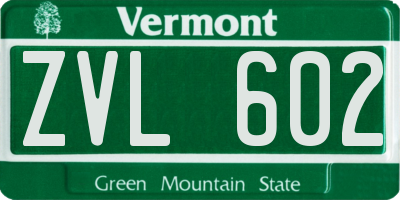 VT license plate ZVL602
