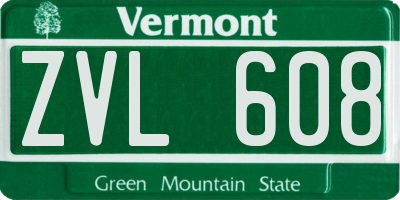 VT license plate ZVL608