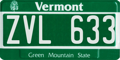 VT license plate ZVL633