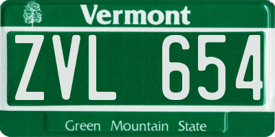 VT license plate ZVL654
