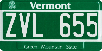 VT license plate ZVL655