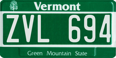 VT license plate ZVL694