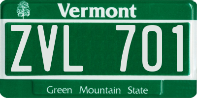 VT license plate ZVL701