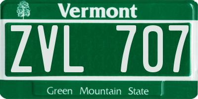 VT license plate ZVL707