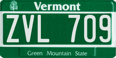 VT license plate ZVL709