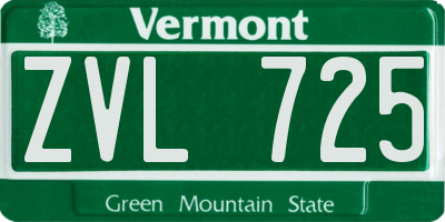 VT license plate ZVL725