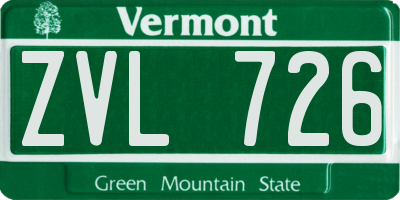 VT license plate ZVL726