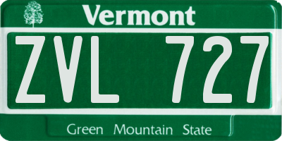 VT license plate ZVL727